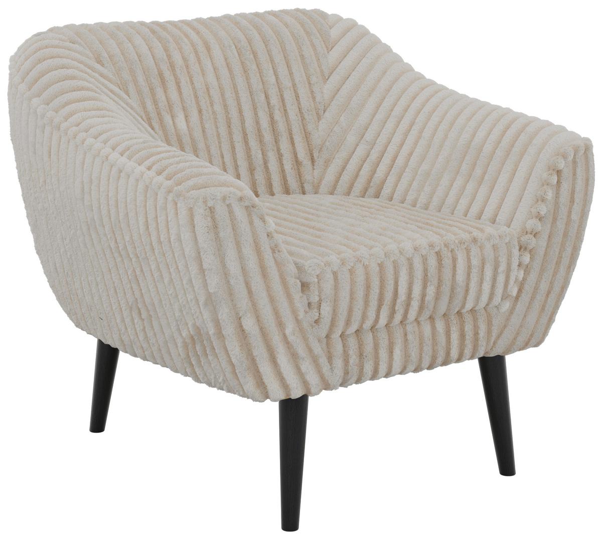 SESSEL PIRS - Beige Cord - Schwarze Beine - Beige/Creme, Holzwerkstoff/Textil (80/75/74cm) - MKS