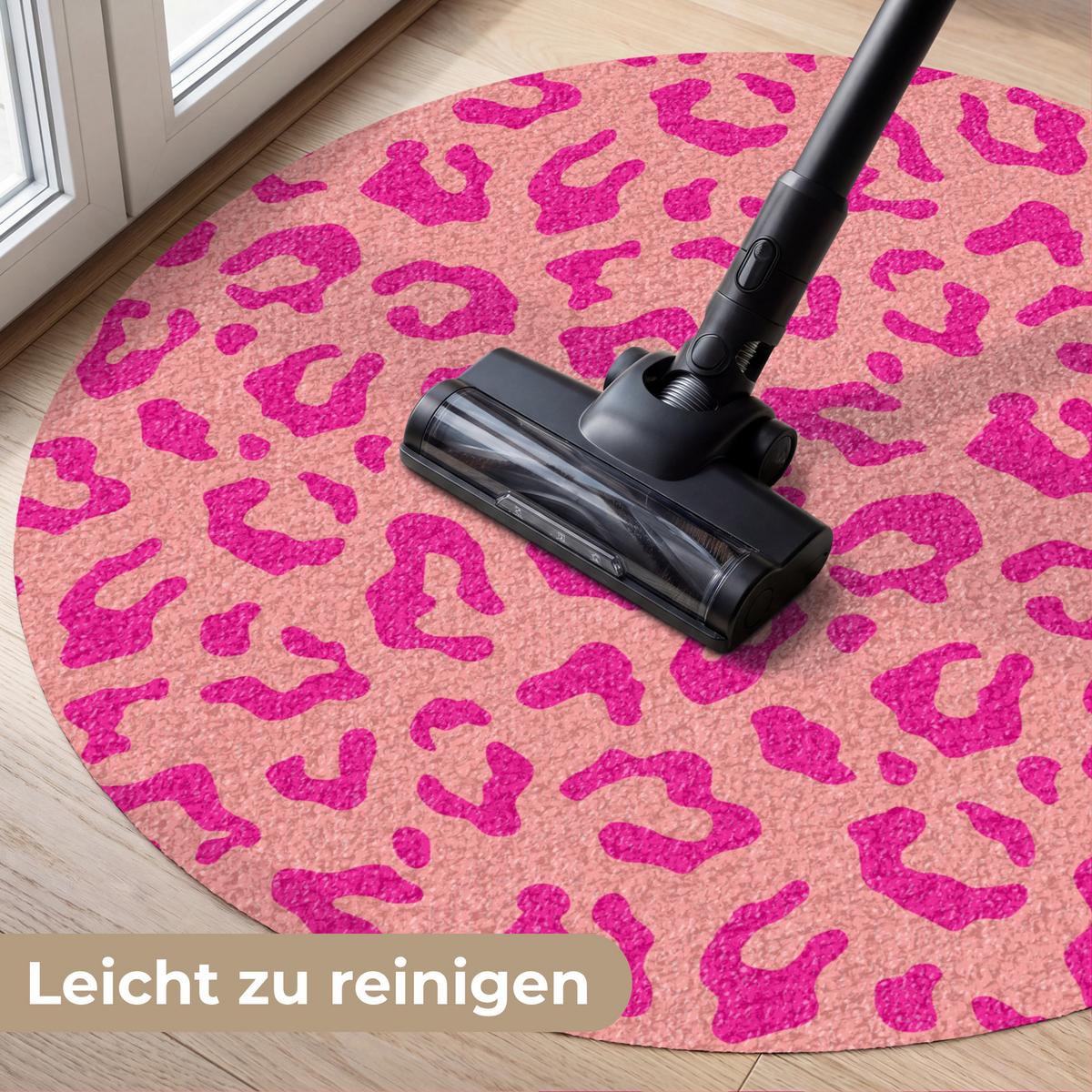 FUSSMATTE Pantherdruck - Rosa - Tierdruck - Minimalistisch Sauberlaufmatte 90x90 cm - Pink, Kunststoff (90/90cm) - MuchoWow