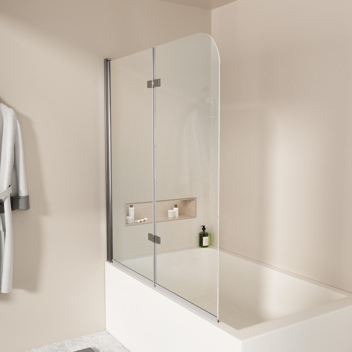 BADEWANNENAUFSATZ 2-teilig faltbar 120/140 cm - Transparent, Glas (120/140cm) - EMKE