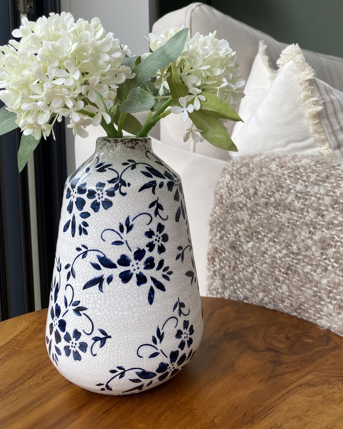 BLUMENVASE Steinzeug weiß Maroneia - Weiß, Stein (20cm) - Beliani