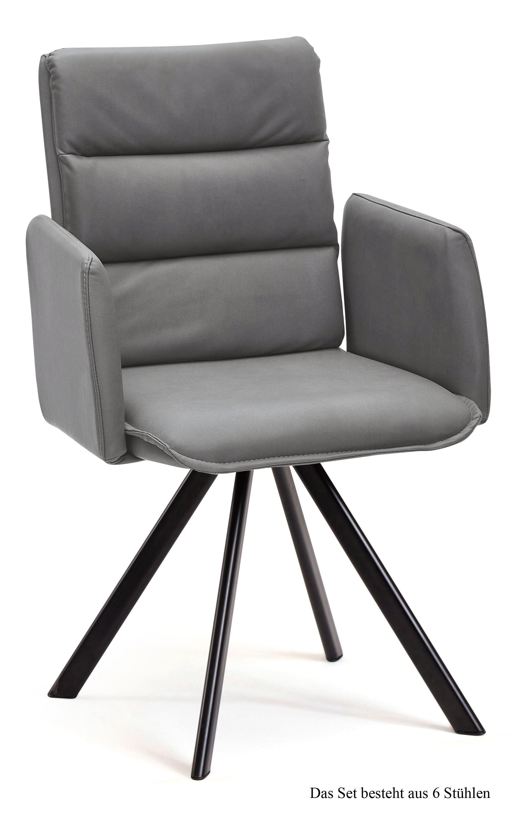 ARMLEHNSTUHL drehbar (6er-Set) Devin 52x92x60 Schwarz/Grau - Schwarz/Grau, Kunststoff (60/92/52cm) - 58aufmkessel