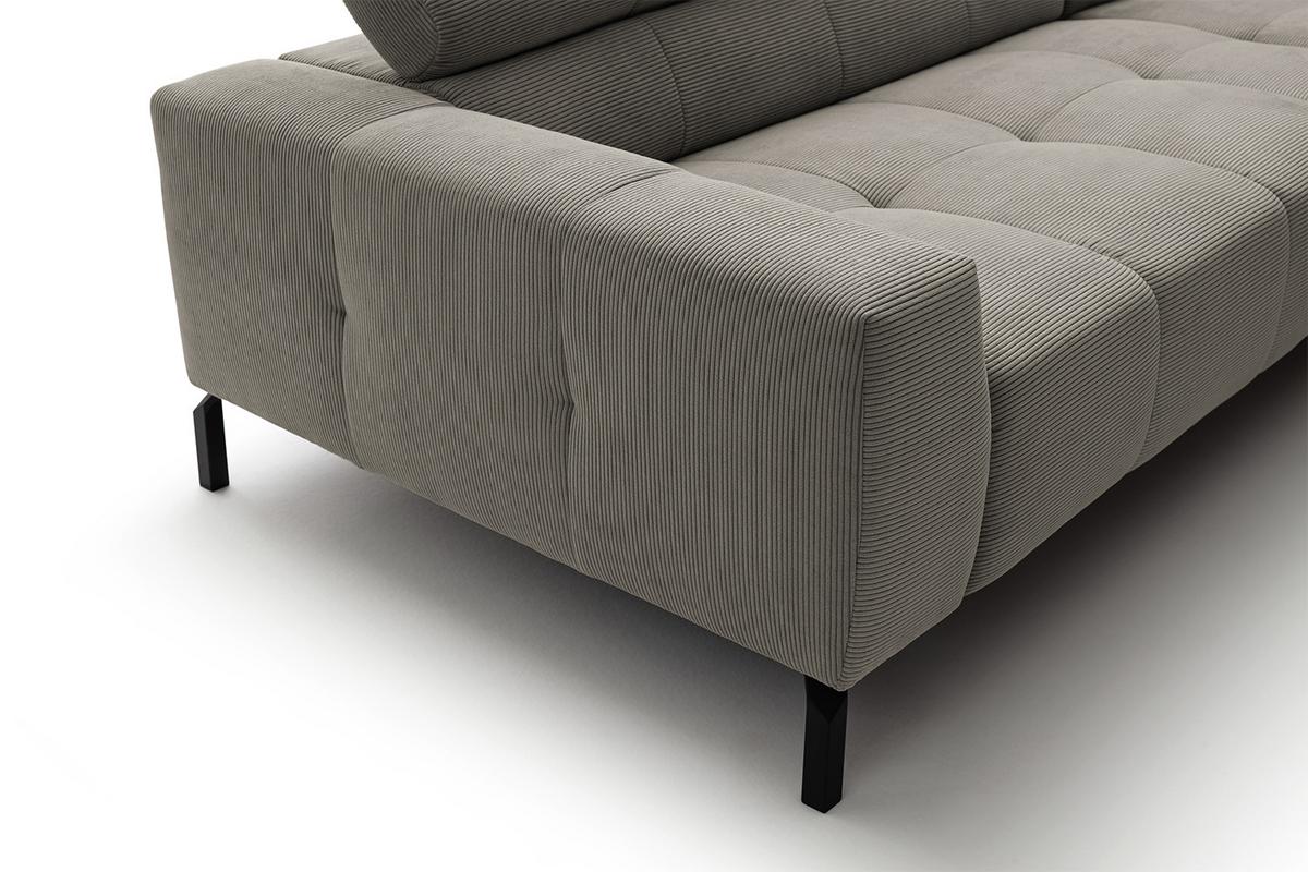 ECKSOFA OHIO Grau Cord - Schwarz/Grau, Textil/Metall (311/219cm) - KAWOLA