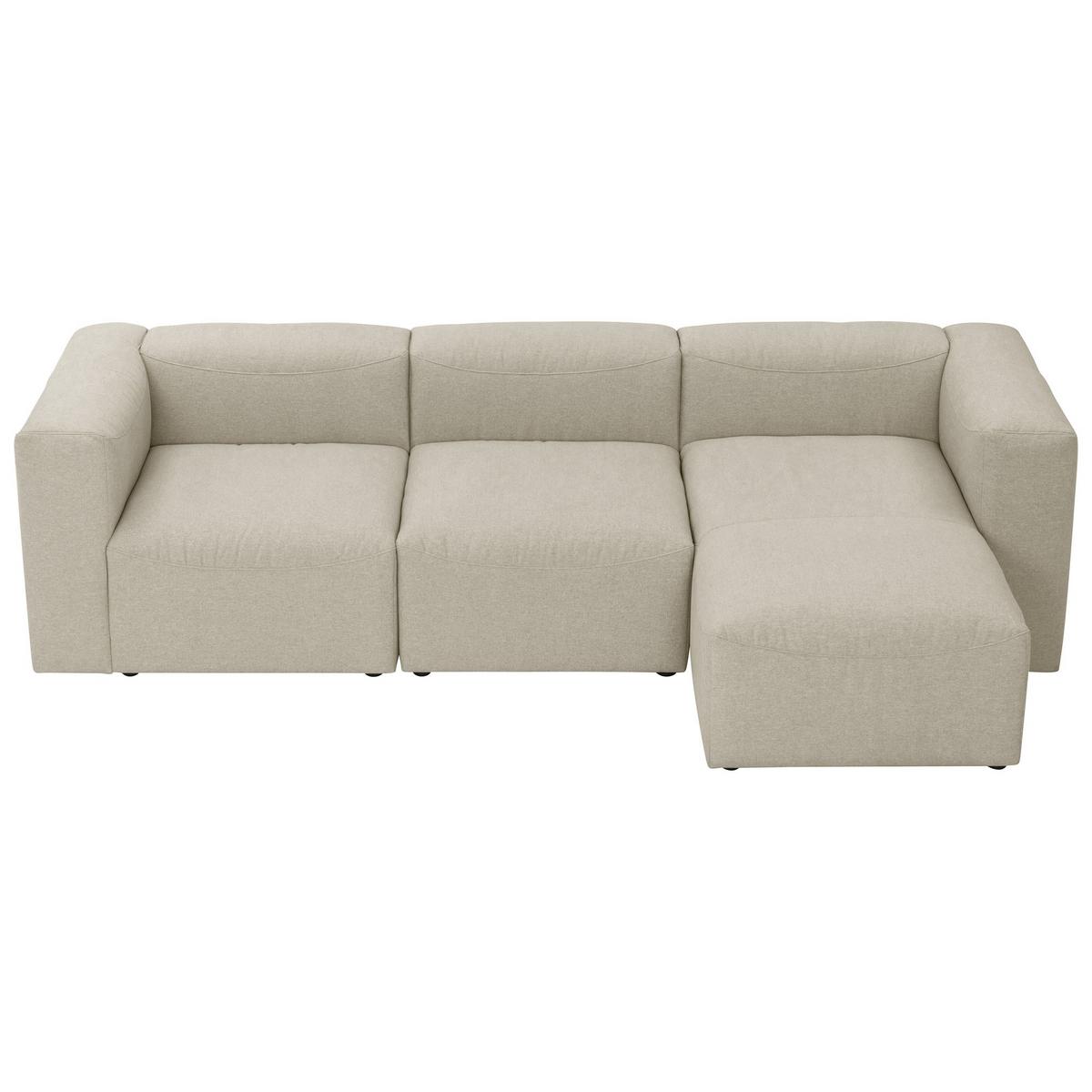 ECKSOFA mit Longchair links Kattrina Flachgewebe creme - Creme, Kunststoff (160/275cm) - 58aufmkessel
