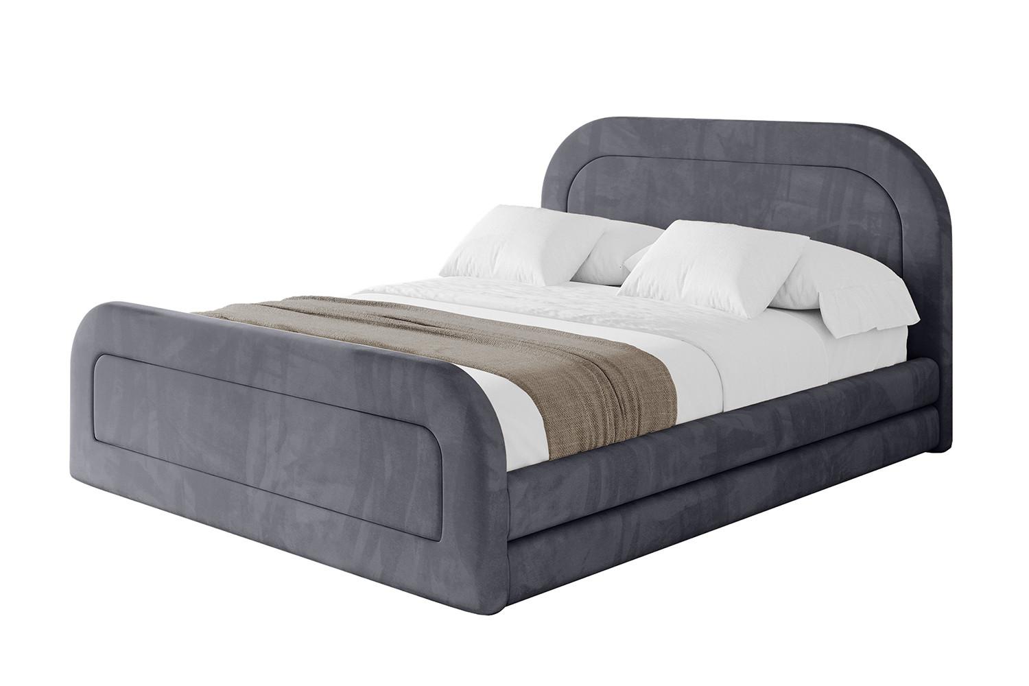 POLSTERBETT mit Bettkasten, Fußteil und Lattenrost, Boxbett mit Matratze H3/H4 - LERIS-Z 180x200 Dunkelgrau - Dunkelgrau, Holzwerkstoff/Textil (180/200cm) - ALTDECOR