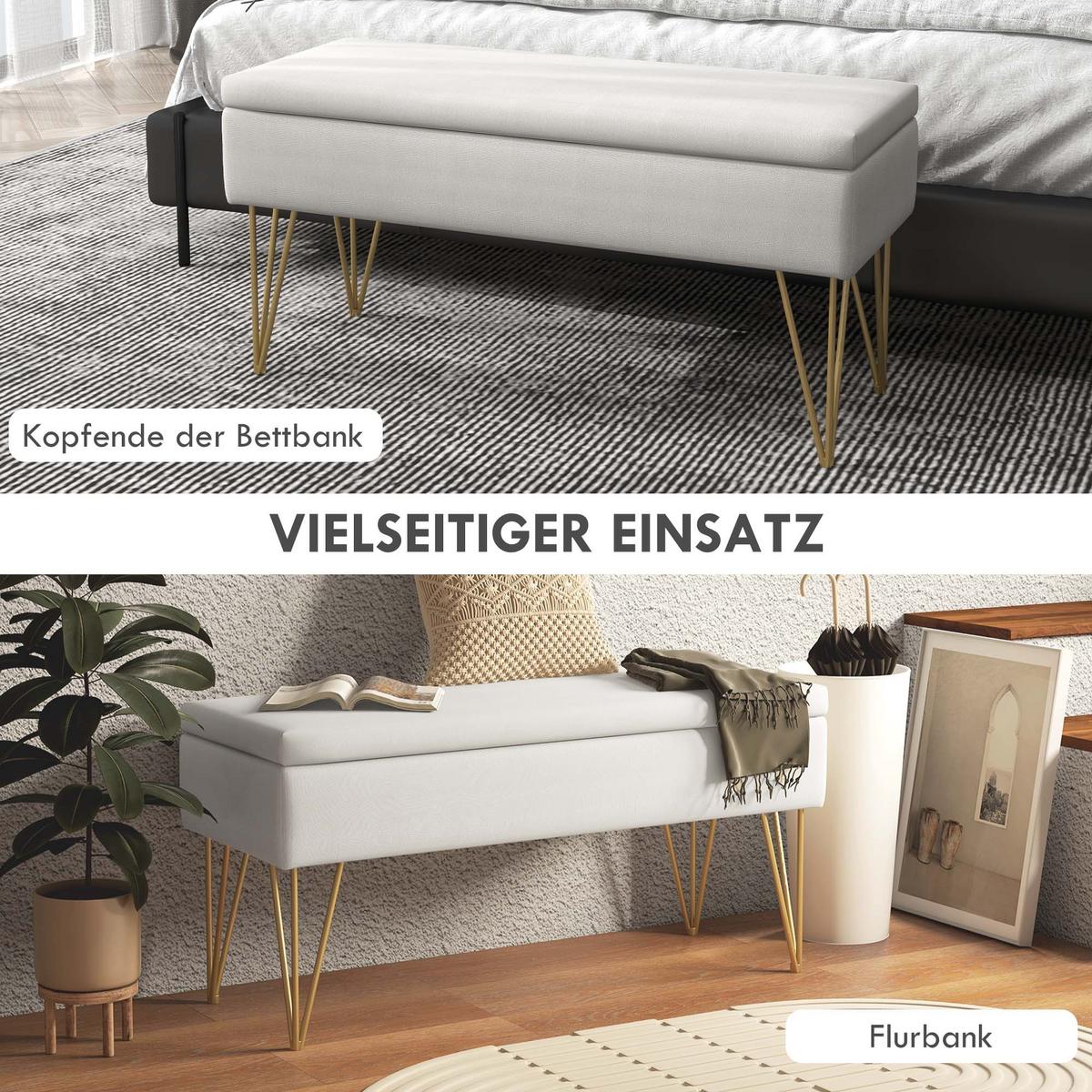 TRUHENBANK - Creme, Holzwerkstoff (40/49/100cm) - HOMCOM