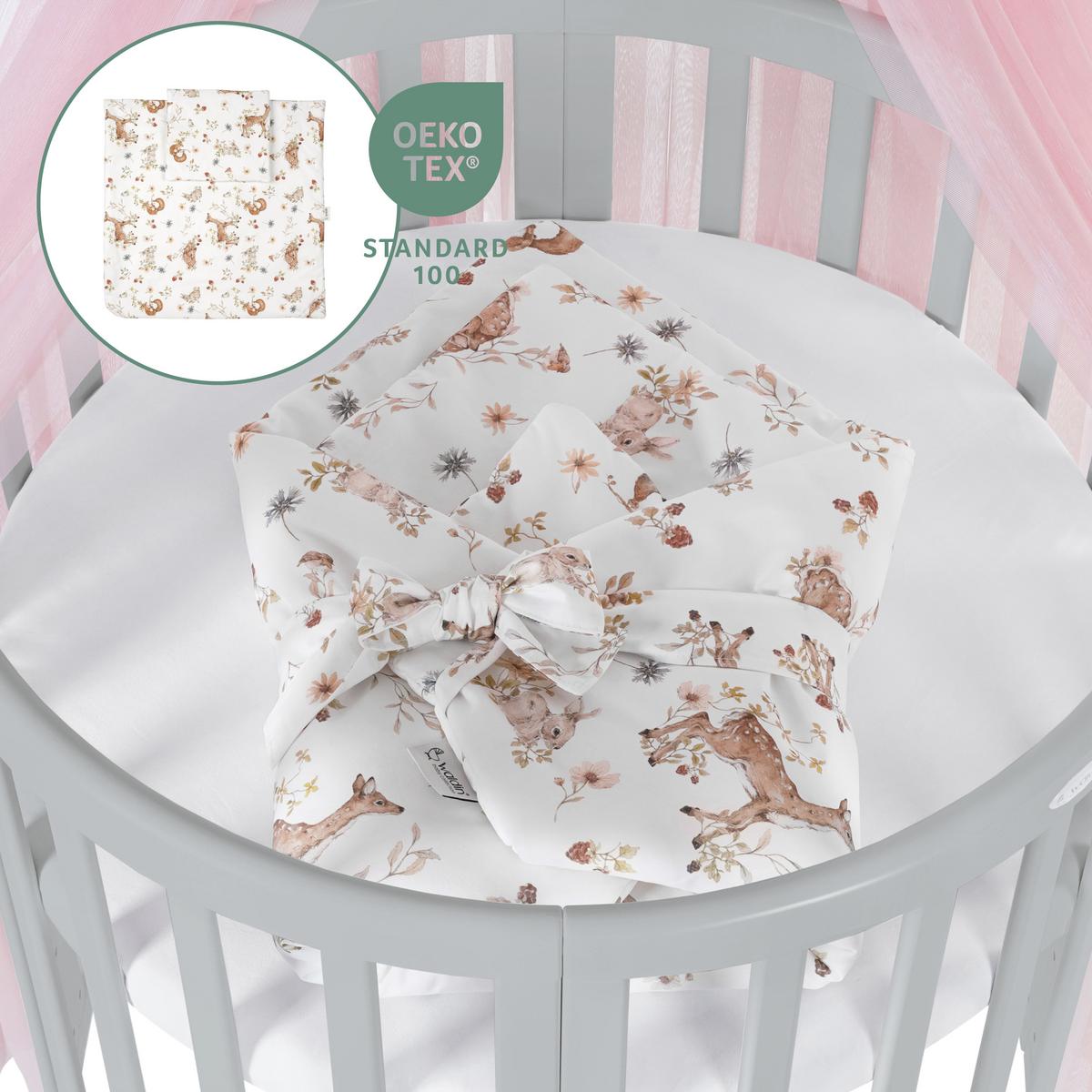 BABYBETT GREY OVAL 7in1 mit Matratze und Himmelset - Rosa/Grau, Holz/Textil (73/125cm) - waldin