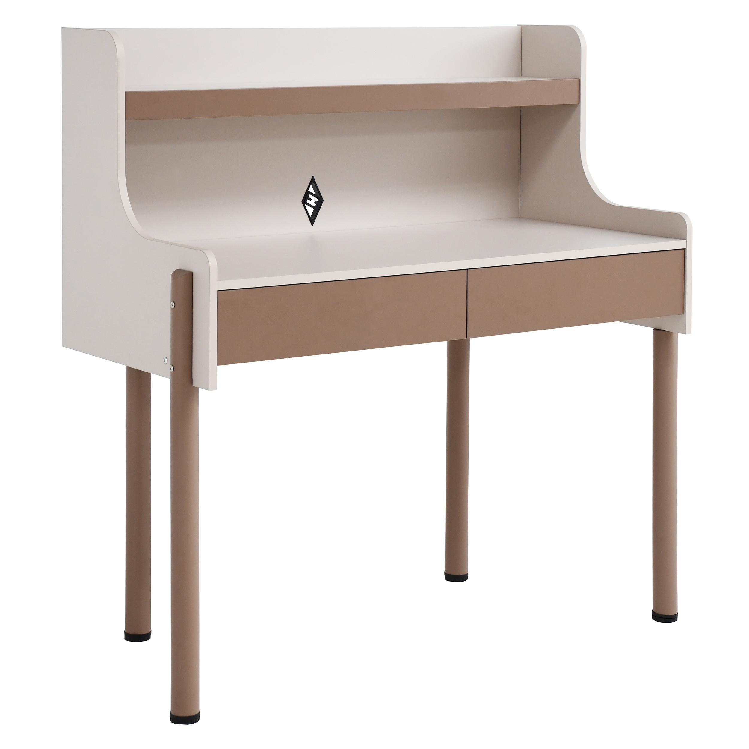 SCHREIBTISCH Boreo mit 2 Schubladen und Aufsatz, 118 cm, Kaschmir+Hellbraun - Kaschmir/Hellbraun, Metall (58/118/118cm) - Beautysofa