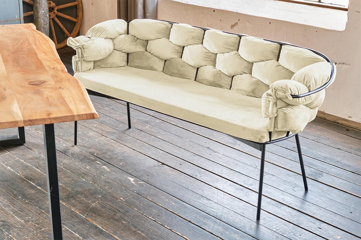 SITZBANK MONTY Weiß Velvet - Weiß, Textil (240/78/62cm) - KAWOLA