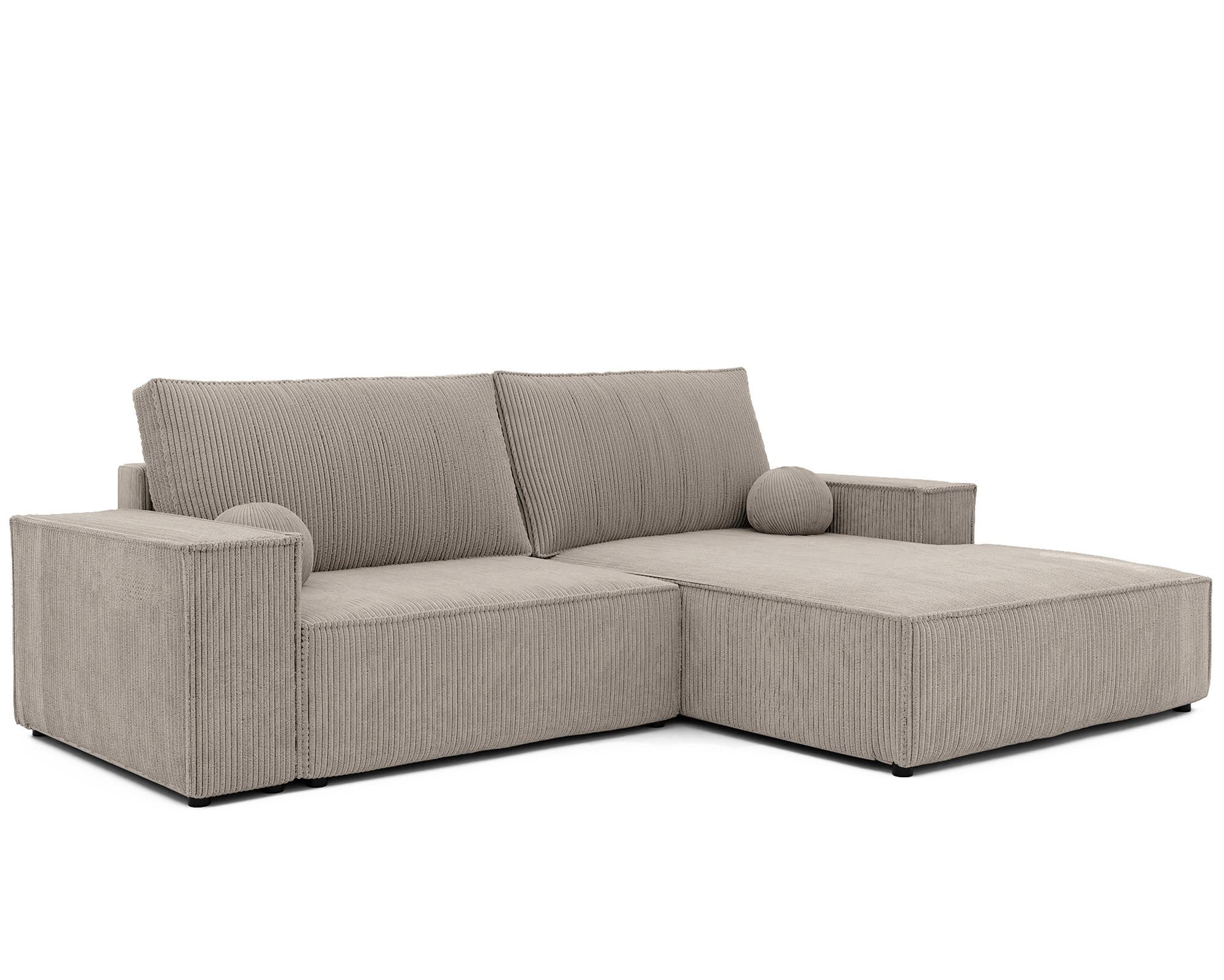 ECKSOFA HUGO Rechts, mit Schlaffunktion und Bettkasten, Beige - Beige, Textil (255/148cm) - Idohome