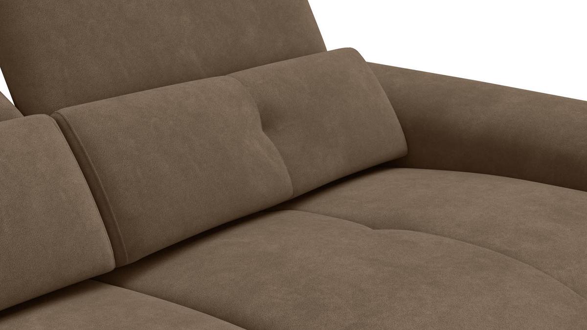 SOFA RELAX AVENA 3-Sitzer, brauner Veloursstoff - Schwarz/Braun, Holz/Textil (204/80/108cm) - Courtois Laville