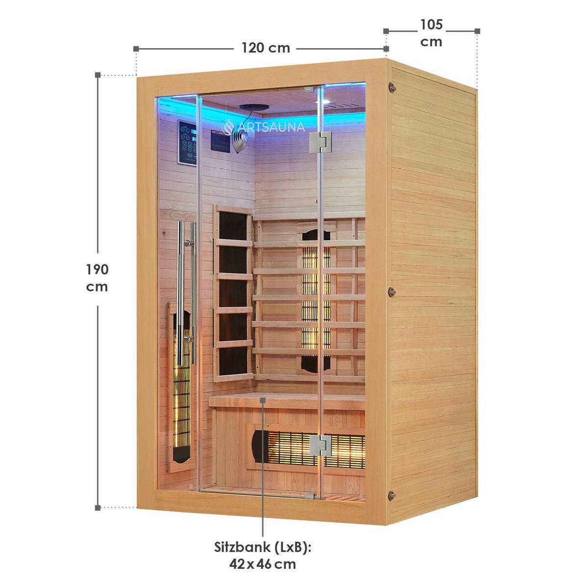 INFRAROTKABINE Kiruna 120 mit Dual Technologie & Hemlockholz - Naturfarben, Holz (120/190/105cm) - Artsauna