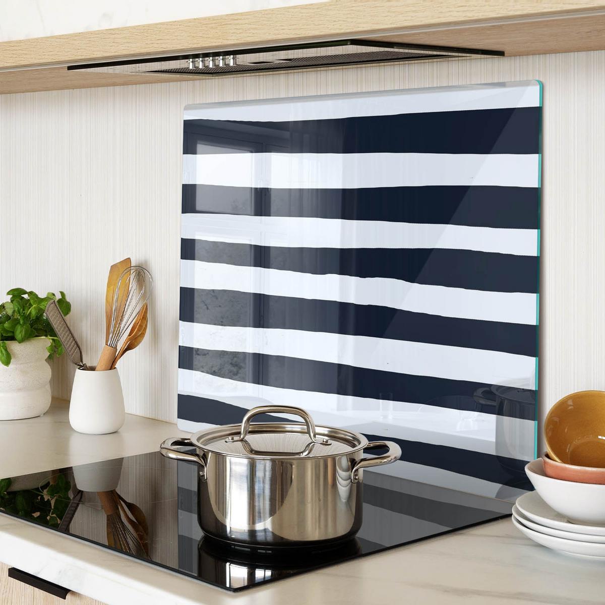 GLASPLATTE 60x52 cm Streifen - Schwarz, Glas (60/0.4/52cm) - TULUP