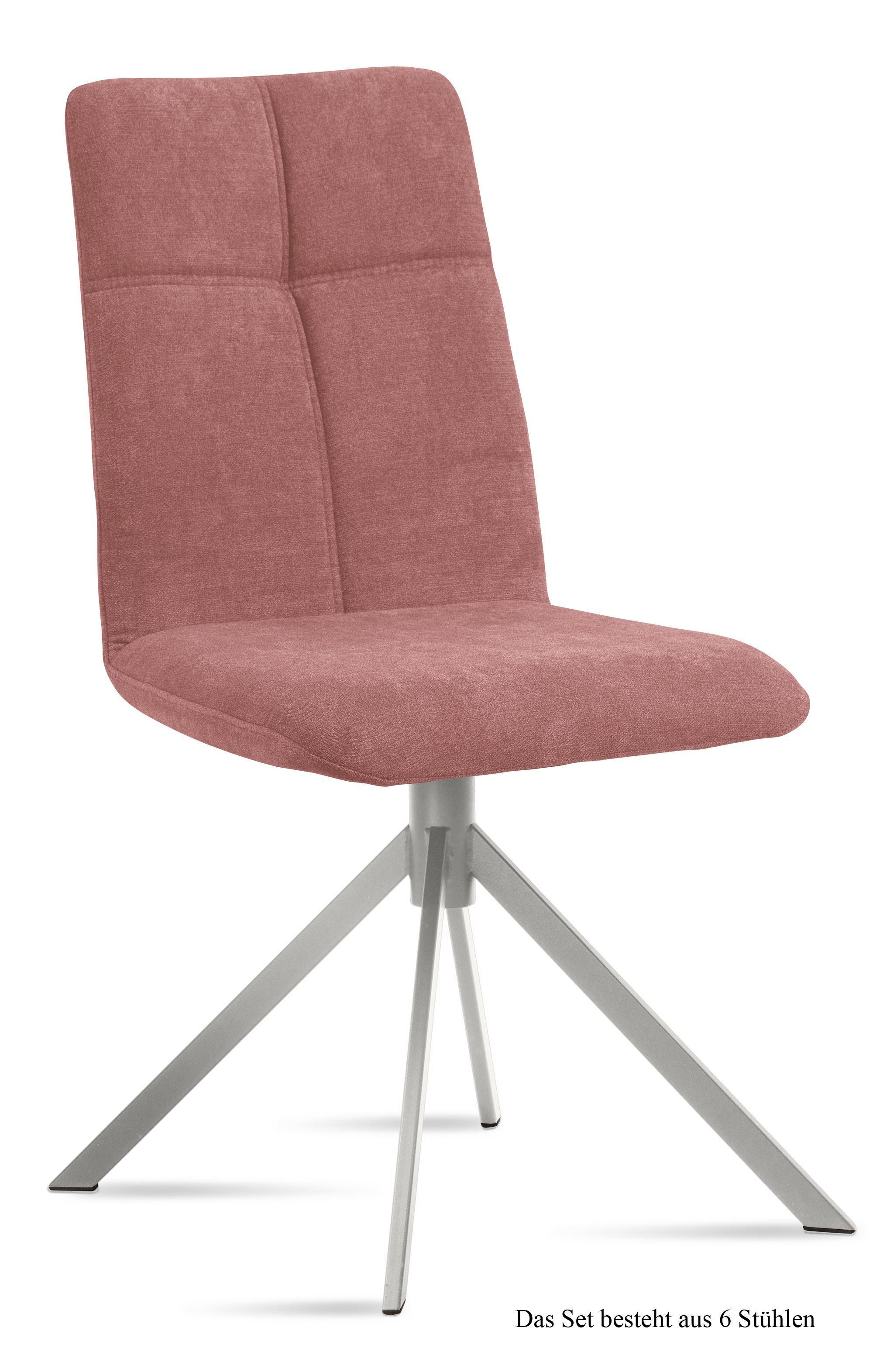 ESSZIMMERSTUHL (6er-Set) Dorine 47x92x60 Edelstahl/Rosewood - Edelstahlfarben/Dunkelrosa, Kunststoff (60/92/47cm) - 58aufmkessel