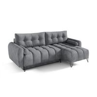 ECKSCHLAFSOFA Malaga Mini universeller Ottomane, Hellgrau - Hellgrau/Schwarz, Textil (222/148cm) - Beautysofa