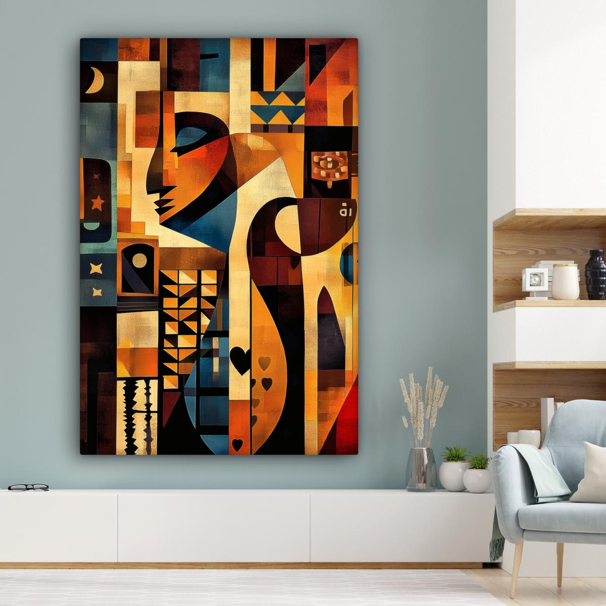 LEINWANDBILD Figuren - Abstrakt - Symbole Deko Groß 90x140 cm - Terracotta, Textil (90/140cm) - MuchoWow