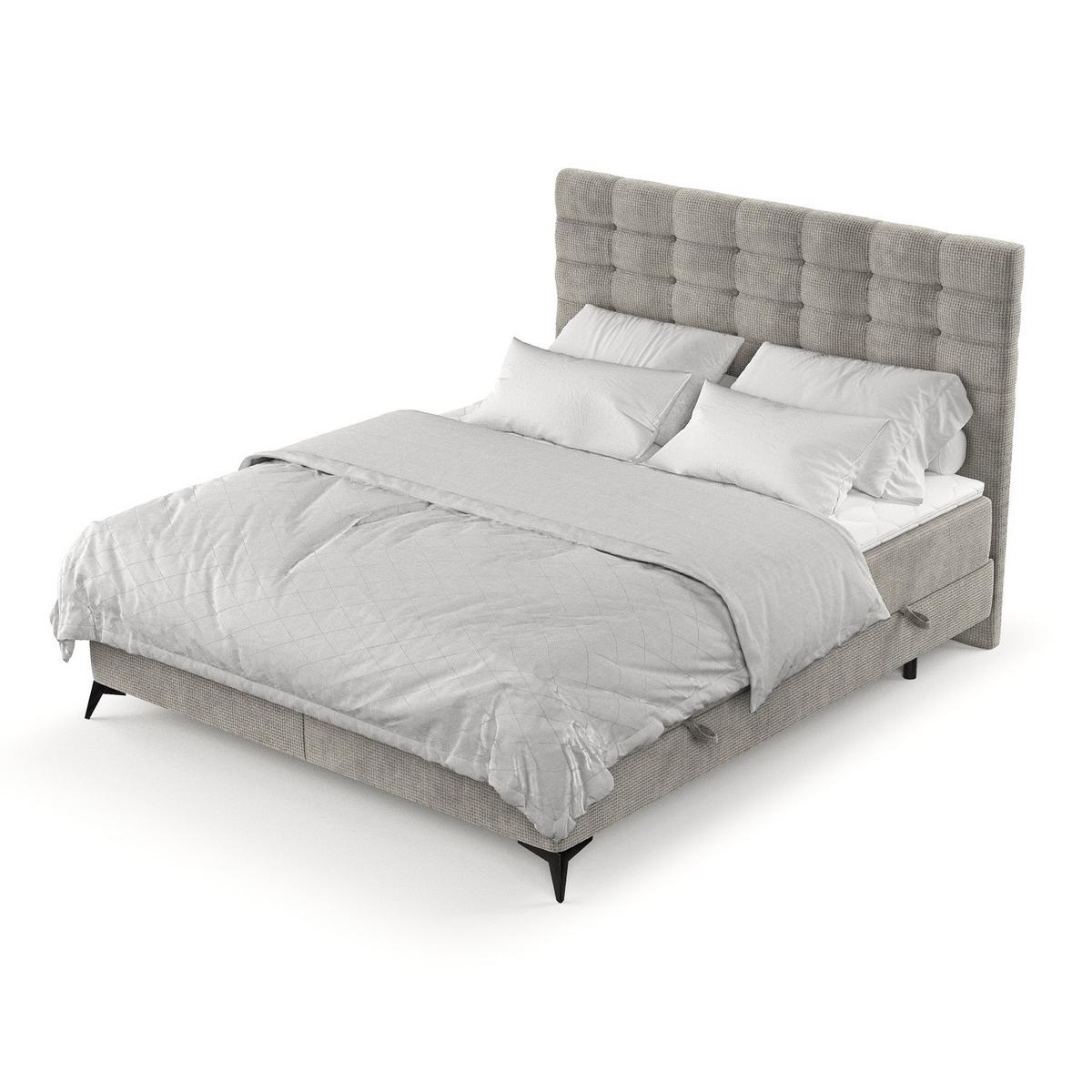 BOXBETT Niro 120/200 cm Hellbeige im Bonita Stoff - Beige/Schwarz, Holz/Holzwerkstoff (120/200cm) - AltaBeds