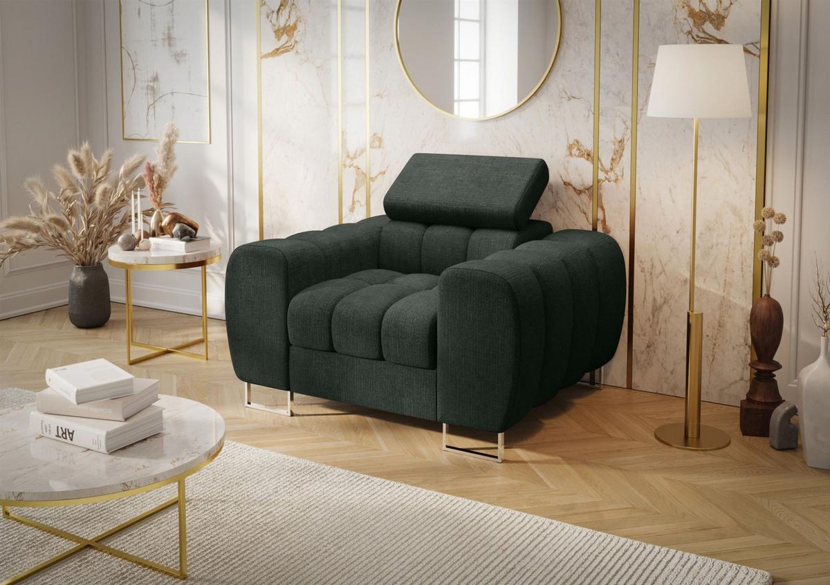SESSEL Bastien In Stoff Moly - Grün, Holzwerkstoff/Textil (115/95/97cm) - Fun Möbel
