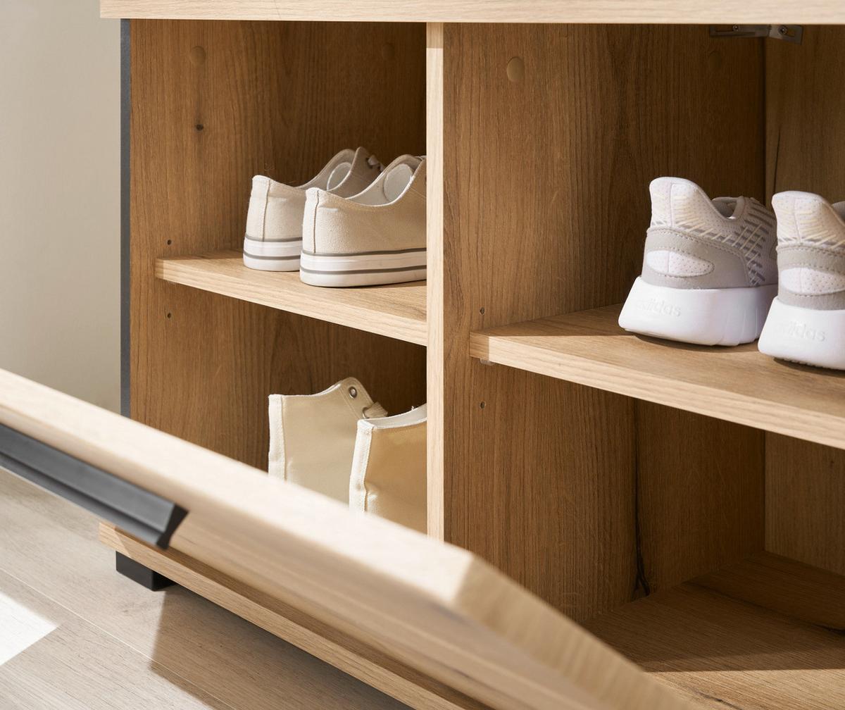 GARDEROBENBANK Evoke Eiche 80 cm, Sitzbank mit Stauraum - Eichefarben/Schwarz, Holzwerkstoff/Kunststoff (80/50/40cm) - Furn.Design