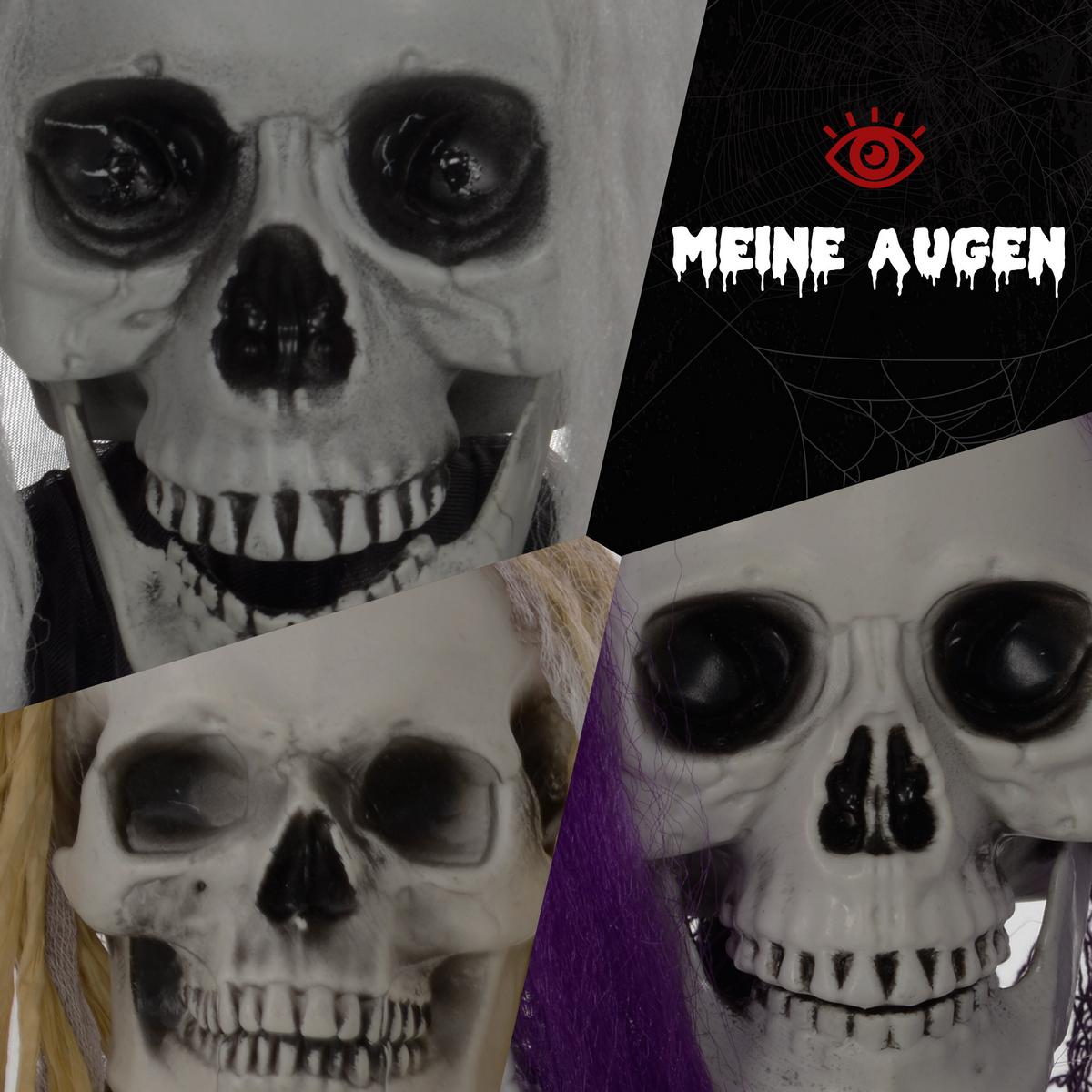 HALLOWEEN DECORATIONS 90/110/200cm Hängendes Skelett mit verstellbare Arme - Multicolor, Kunststoff (17/200/60cm) - HOMCOM