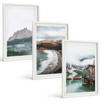 BILDER SET 3er Set - 40x60 cm Weißer Rahmen - Holzhaus an Bergstränden - Weiß, Kunststoff (40/60cm) - TULUP