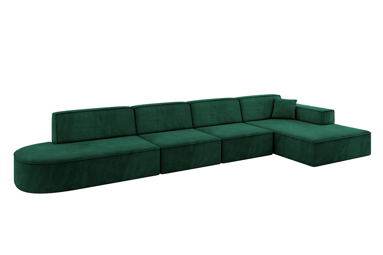 ECKSOFA Ottomane Rechts IREA-L3-v4 - 412x165x77 cm Grün - Dunkelgrün, Holzwerkstoff/Textil (412/165cm) - ALTDECOR