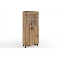 VITRINENSCHRANK CORTEZA 193 x 80 cm Eiche Artisan - Eiche Artisan, Holzwerkstoff (80/193/40cm) - MASSENO