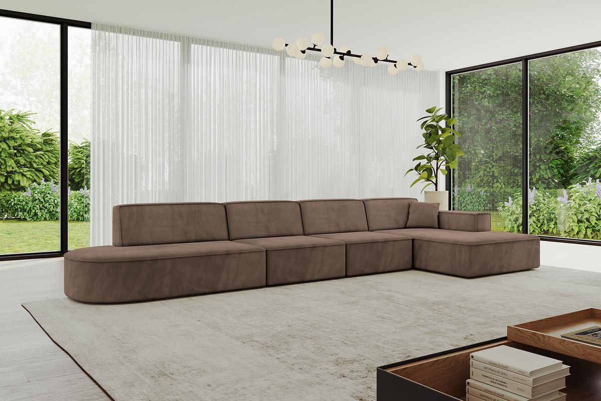 ECKSOFA Ottomane Rechts IREA-L3-v4 - 412x165x77 cm Braun - Braun, Holzwerkstoff/Textil (412/165cm) - ALTDECOR