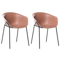 GARTENSTUHL 2er-Set Kunststoff Braun Meteora - Braun, Kunststoff (55/74/50cm) - Beliani