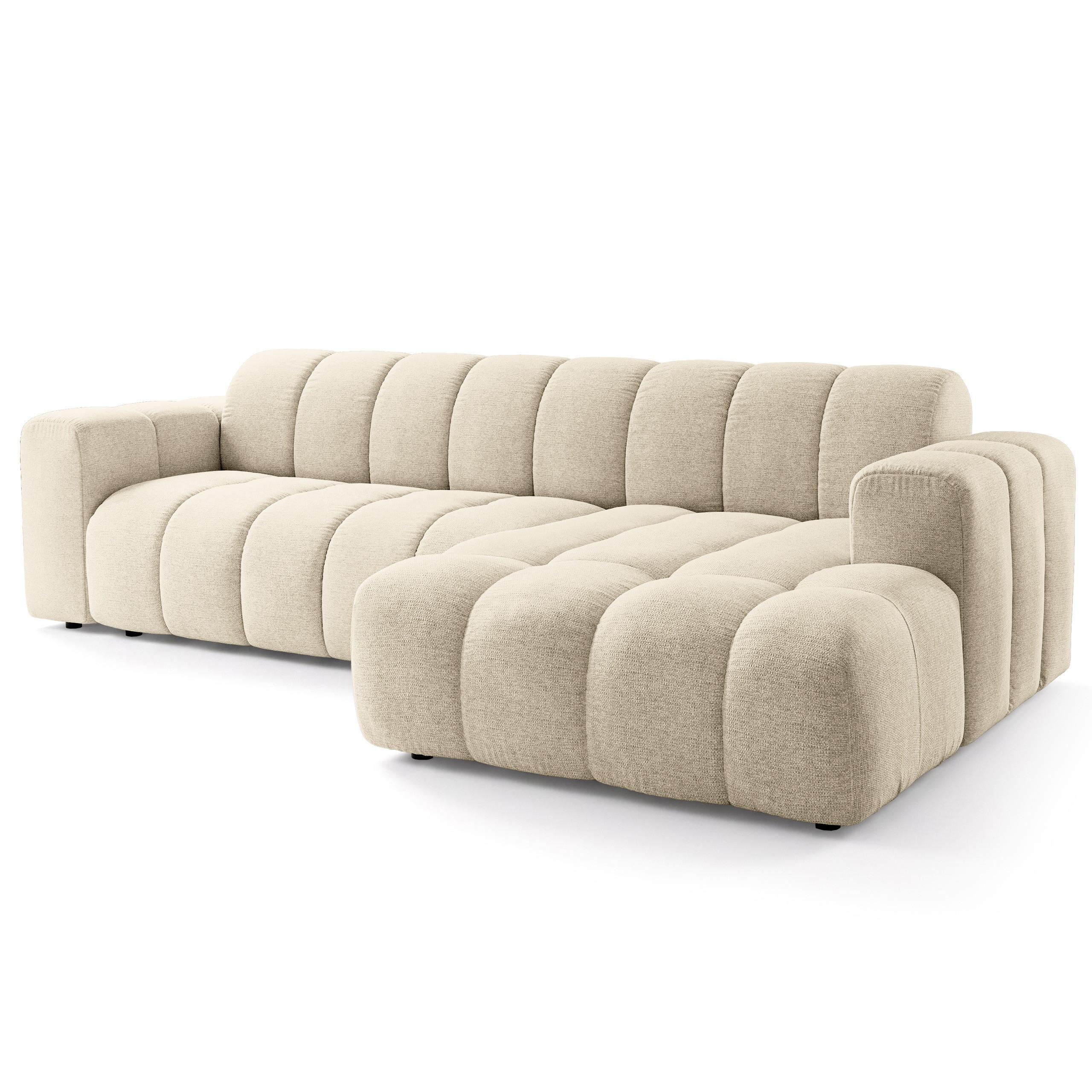 ECKSOFA SETIA Creme Strukturstoff - Creme, Holz (304/165cm) - MASSENO