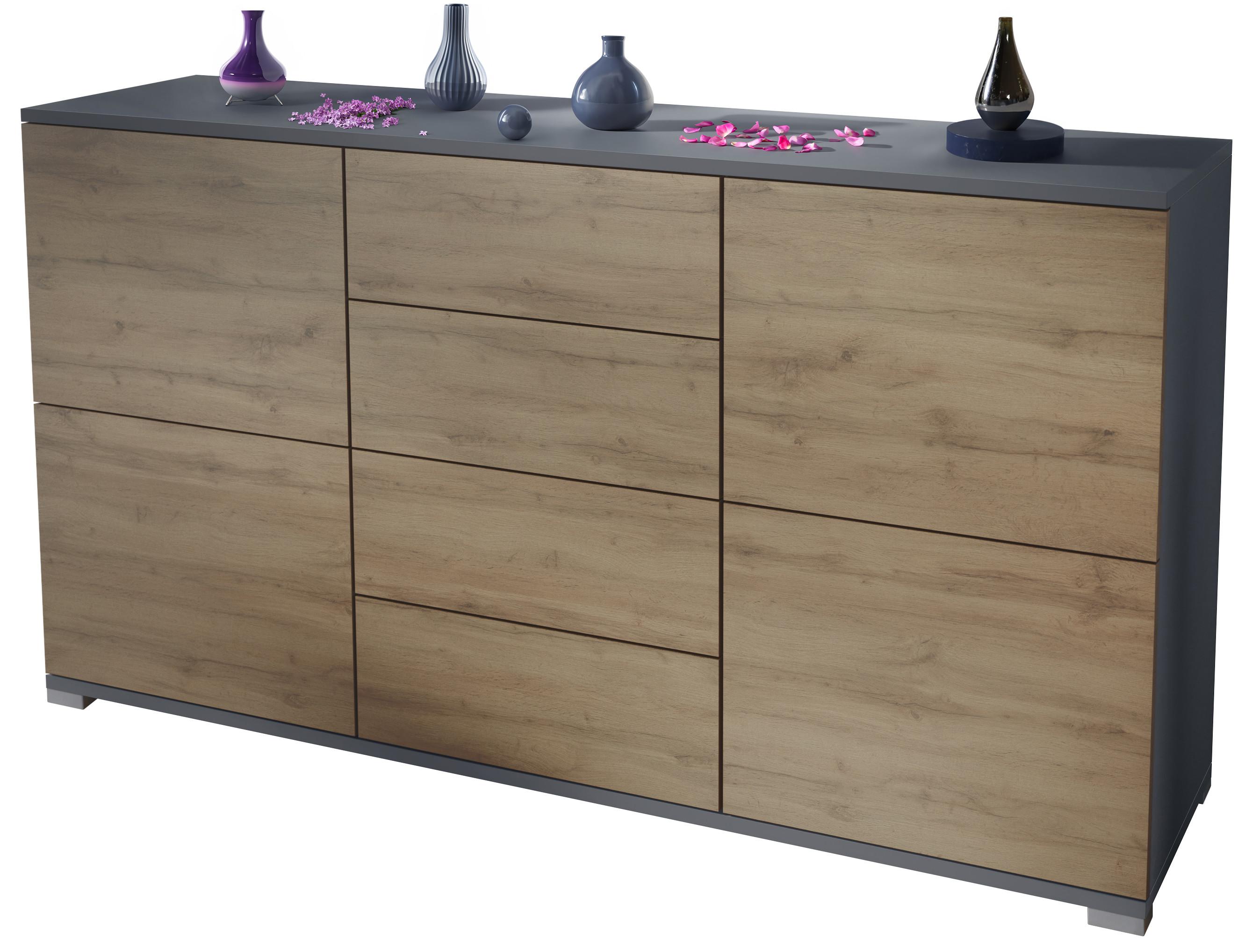 SIDEBOARD Rova Eiche Evoke - Braun, Holzwerkstoff (138.5/75.5/35cm) - Vladon