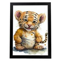 POSTER Tiger Im Aquarellstil. A3 Rahmenlos - Klar, Papier (29.7/5/42cm) - Nacnic