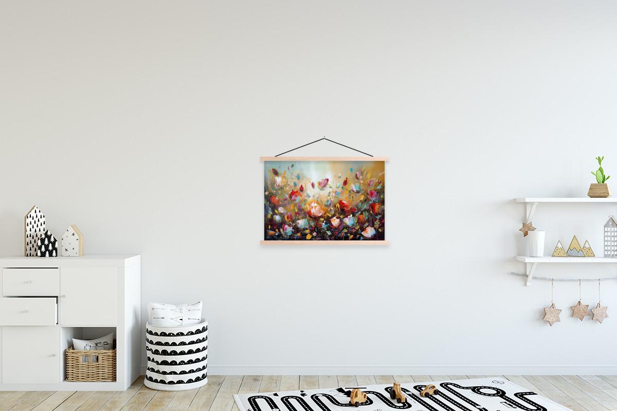 POSTER MIT MAGNETLEISTEN Blumen - Kunst - Natur - Ölgemälde Wandbilder 60x40 cm - Multicolor, Textil (60/40/0.15cm) - MuchoWow