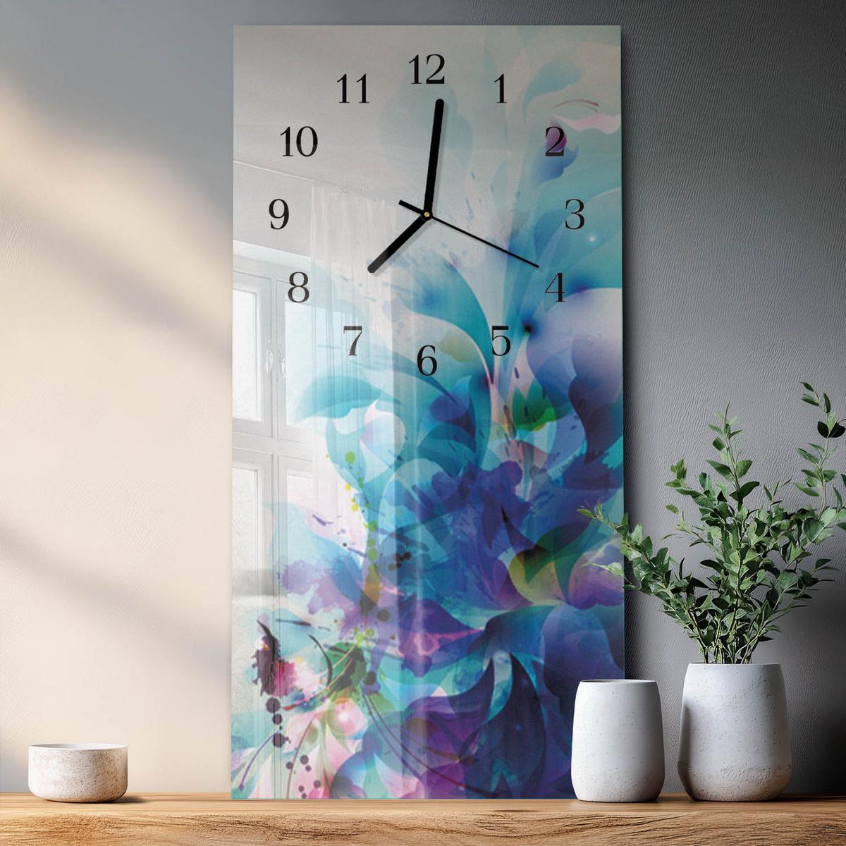WANDUHR aus Glas 30x60 cm - Abstraktion - Blau, Glas (30/60/0.4cm) - TULUP