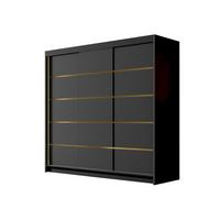 SCHIEBETÜRENSCHRANK Evo VII - Goldfarben/Schwarz, Holzwerkstoff/Metall (200/215/58cm) - MIRJAN24