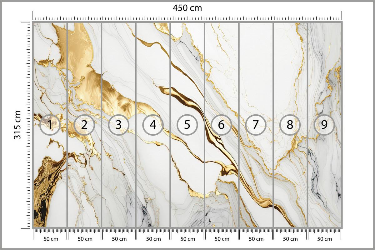 FOTOTAPETE Marmor Abstraktion Glamour Stil 450x315 - Gelb/Beige, Papier (450/315cm) - Muralo