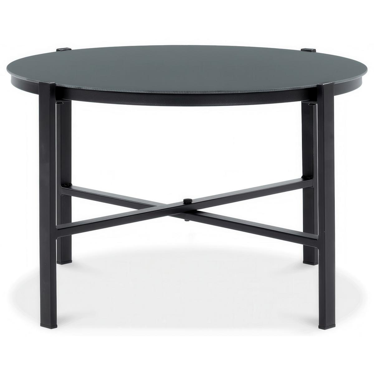 GARTENSET Thaiti, 2-Sitzer-Sofa + 2 Sessel + Couchtisch, Polywood-Armlehnen, Schwarz - Schwarz, Metall - Beautysofa
