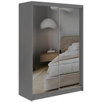 SCHWEBETÜRENSCHRANK 150 - DUBROWNIK - Grau mit Spiegel - Alufarben/Grau, Holzwerkstoff/Metall (150/216/61cm) - MKS