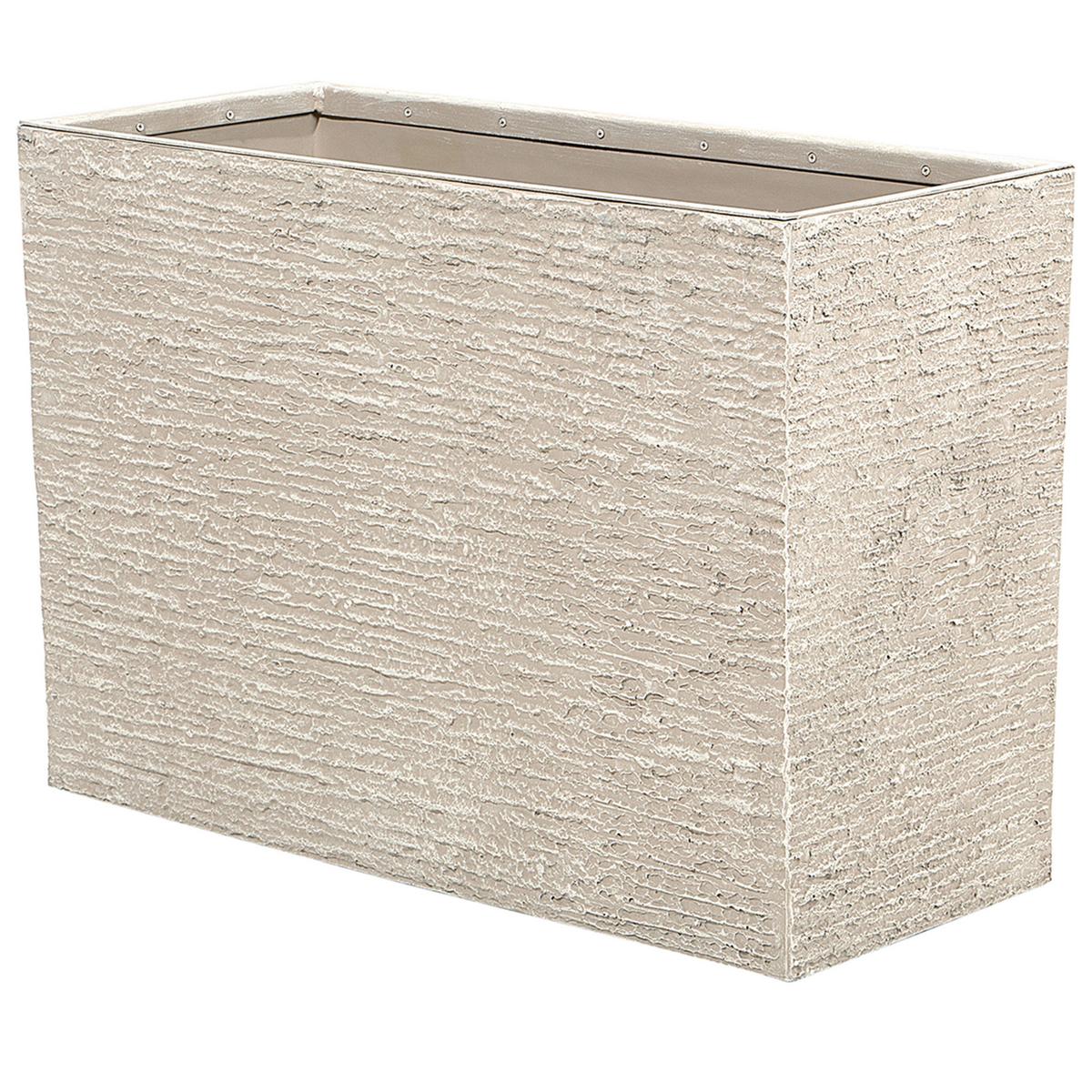 BLUMENTOPF hellbeige rechteckig 34/80/56 cm Edessa - Beige, Stein (56cm) - Beliani