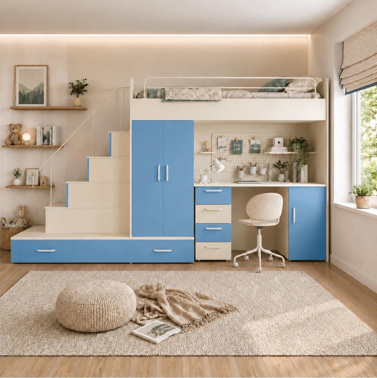 KASCHMIR Kinderset RAJ 5 MAT - Kaschmir/Pastellblau, Holzwerkstoff (320/180/86cm) - Lookway