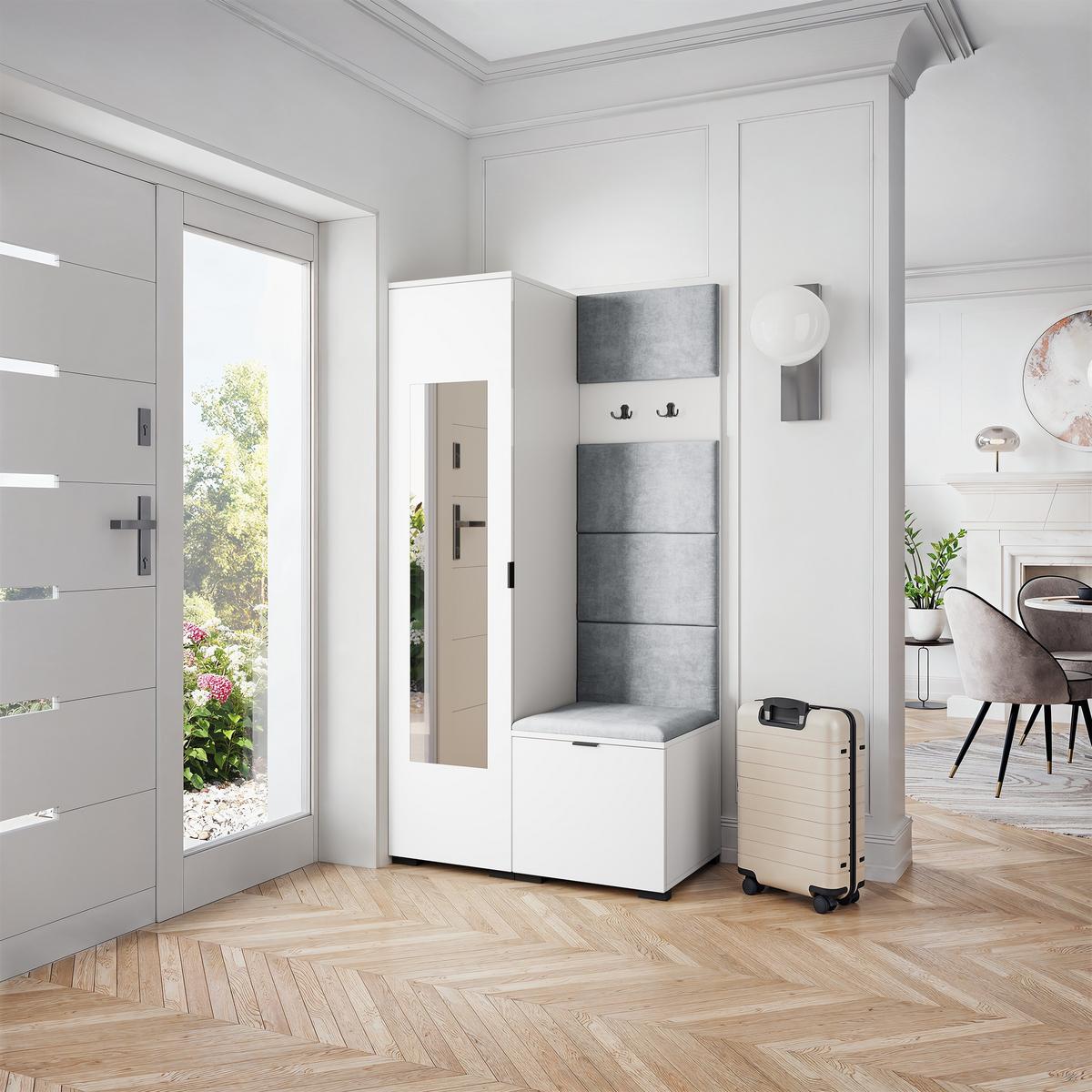 GARDEROBENSCHRANK VIRA 95/181/51 cm Modern Weiß - Hellgrau/Weiß, Holzwerkstoff (95/181/51cm) - MASSENO