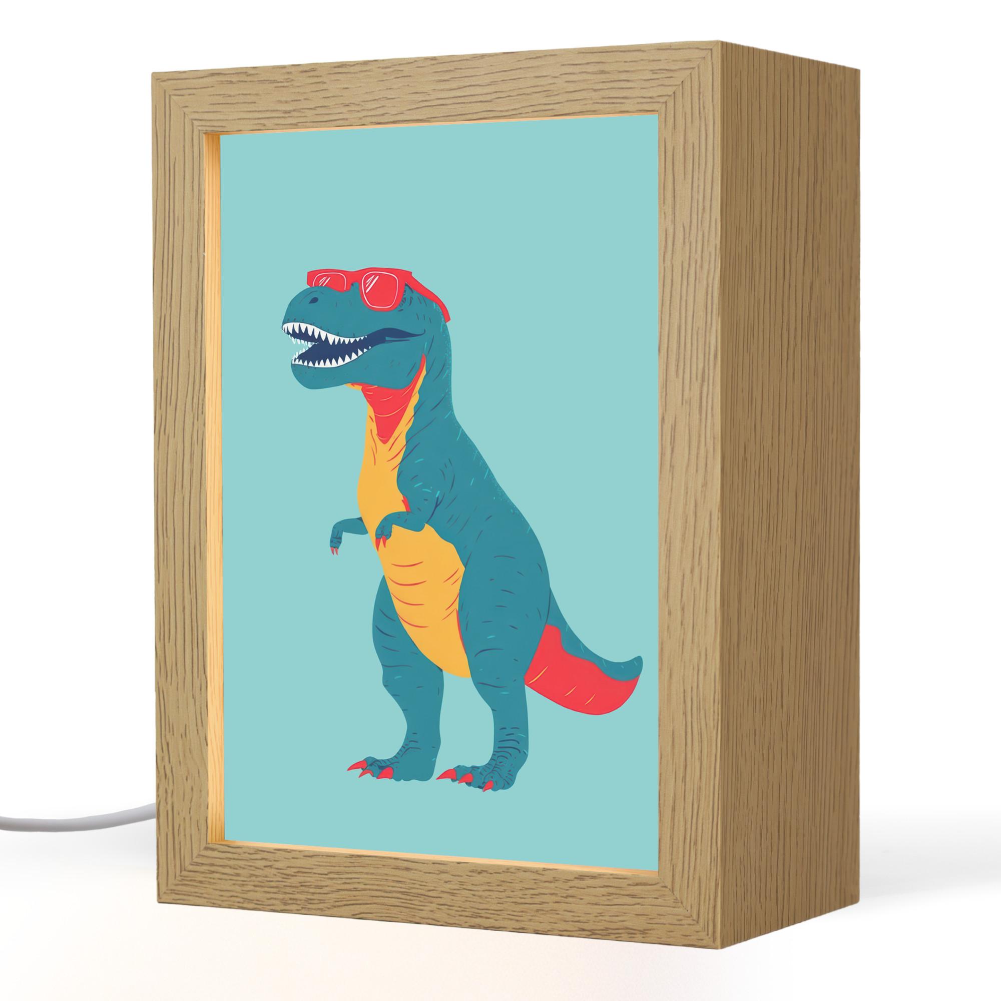 NACHTTISCHLAMPE Dinosaurier - Blau - Sonnenbrille 15x20 cm - Hellblau, Holzwerkstoff (8/15/20cm) - OnlyWow