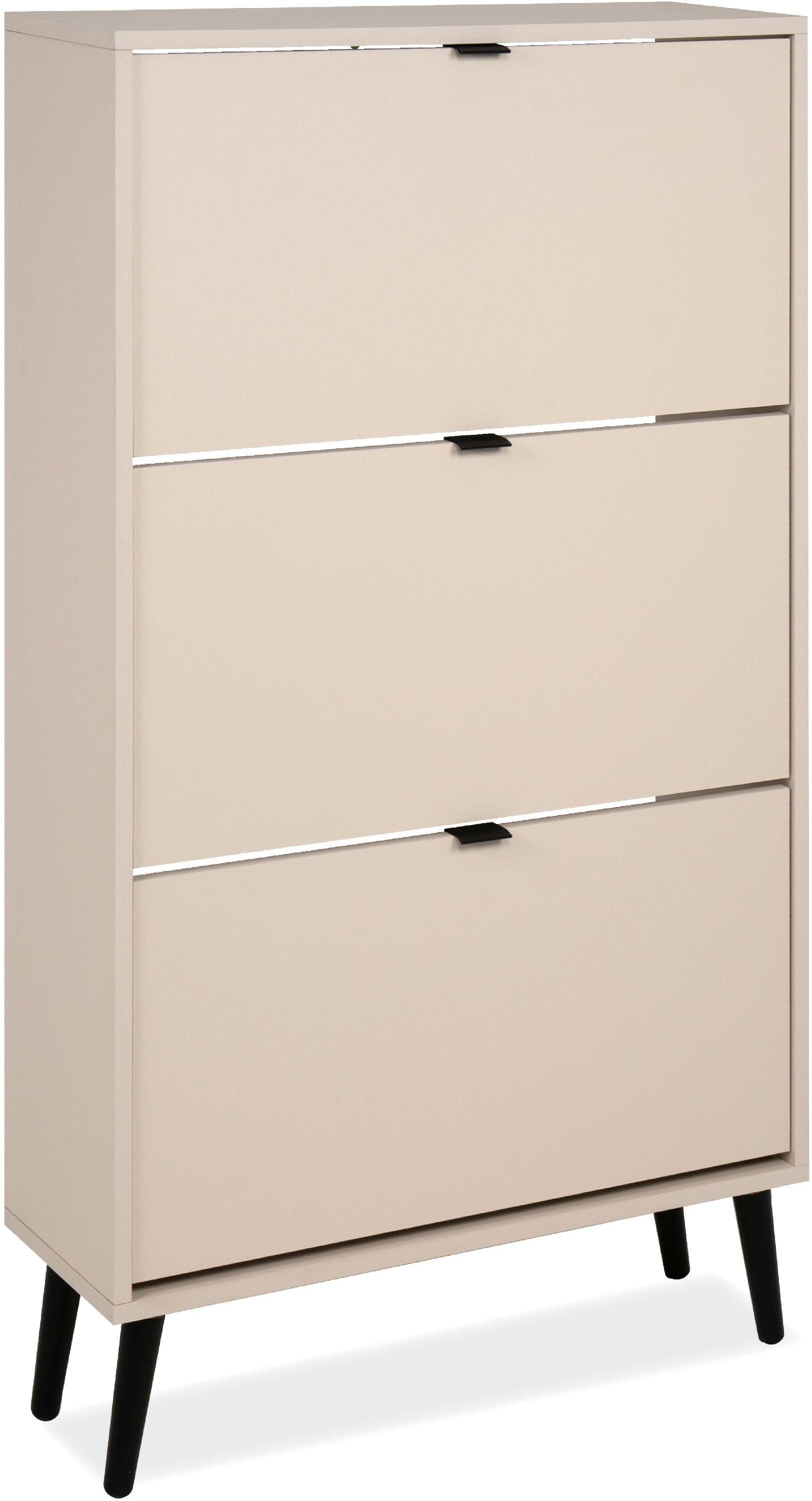 SCHUHKIPPER Vigo 49A samt 125/70/24 cm - Beige/Schwarz, Holzwerkstoff/Kunststoff (70/125/24cm) - Calicosy
