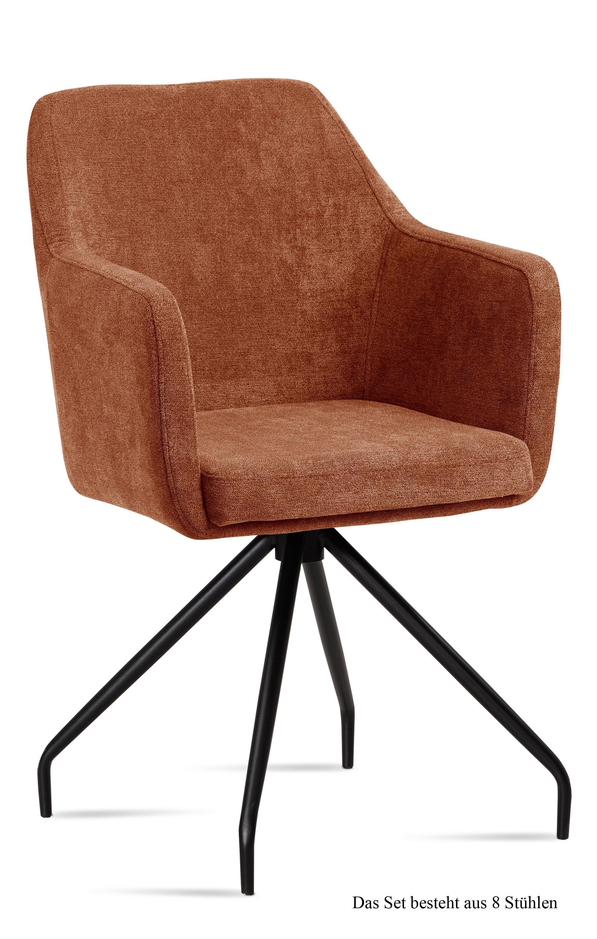 ARMLEHNSTUHL (8er-Set) Dijana 57x87x60 Schwarz/Cognac - Cognac/Schwarz, Kunststoff (60/87/57cm) - 58aufmkessel