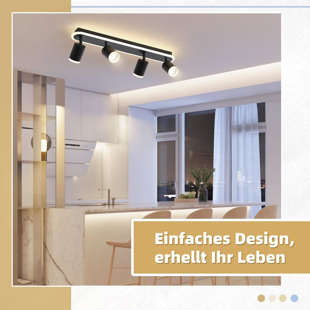 DECKENSTRAHLER Lichtelf 4-flammig 57/8/10 cm - Schwarz, Metall (57/8/10cm) - Nettlife