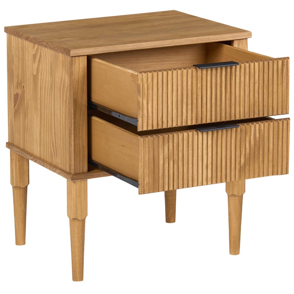 NACHTTISCH mit 2 Schubladen Kiefernholz Hellbraun Tauriac - Hellbraun/Braun, Holz - Beliani