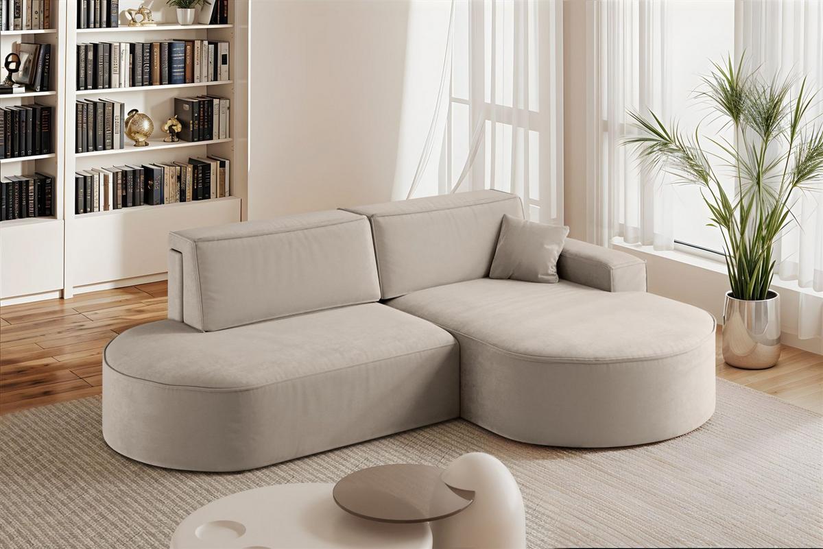 ECKSOFA Venedig Mit Schlaffunktion - Beige, Holzwerkstoff/Textil (278/179cm) - Fun Möbel