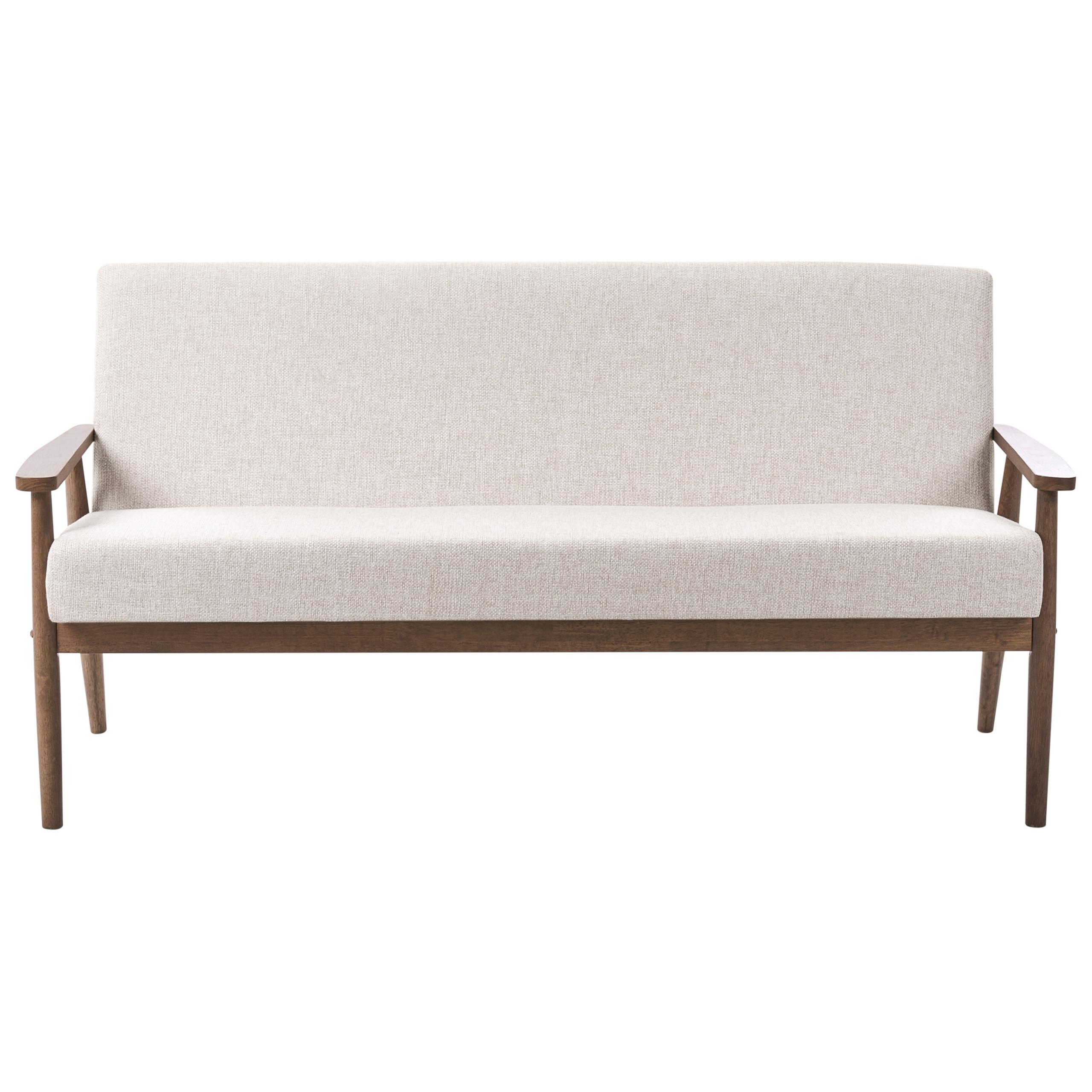 SOFA 3-Sitzer Dunkelbraun / Beige Esrum - Beige/Dunkelbraun, Holz/Textil (151/79/72cm) - Beliani