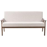 SOFA 3-Sitzer Dunkelbraun / Beige Esrum - Beige/Dunkelbraun, Holz/Textil (151/79/72cm) - Beliani