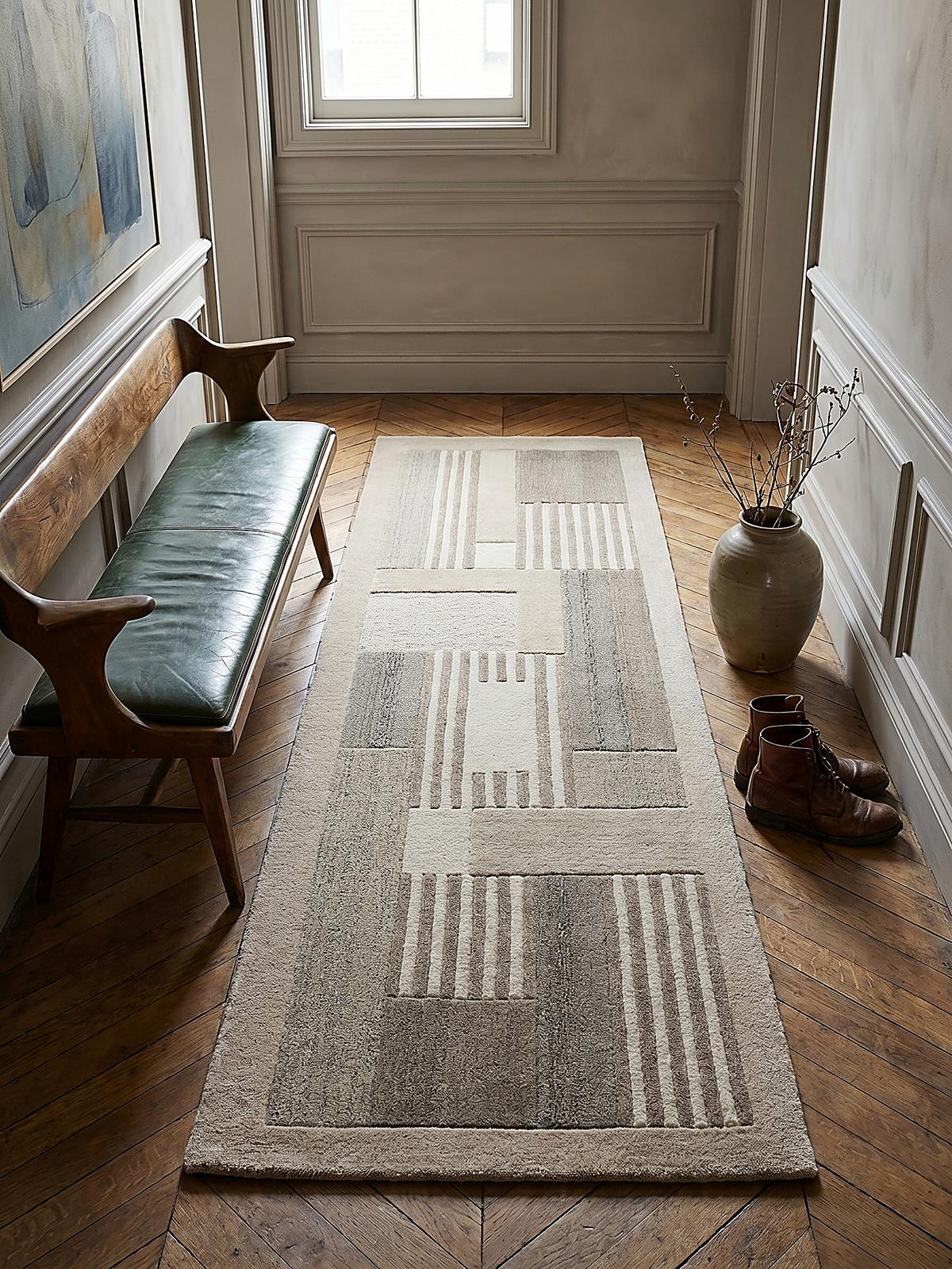TEPPICH aus Wolle EDALE in Natur, geometrisch, 80 x 300 cm - Beige, Textil (80/300cm) - KADIMA DESIGN