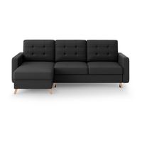 ECKSCHLAFSOFA Vinci mit universelle Ottomane, Dunkelgrau - Buchefarben/Schwarz, Textil (236/151cm) - Beautysofa